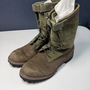Timberland Tall Field Boots 13 Brown Olive Green Leather Buckle Strap 03885-NH